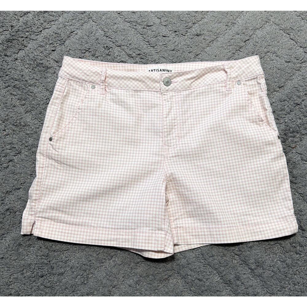 Womens Artisan NY Pink White Seersucker Shorts Size 12